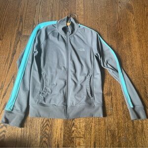 The North Face Womens Full Zip Vapor Wick Technology Grey Blue Stripe medium